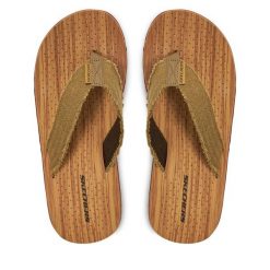 Japonki Skechers. Brązowe japonki Skechers, bez wzorów. Za 119.99 zł.