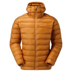 Kurtka puchowa z kapturem Montane Alpine 850 Lite. Brązowe kurtki Montane, na zimę, l, bez wzorów, z materiału, z kapturem. Za 1,132.99 zł.