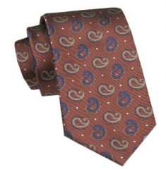 Elegancki Krawat Męski Angelo di Monti - Paisley na Brązowym Tle. Brązowe krawaty i muchy Angelo di Monti, bez wzorów, z tkaniny. Za 45.00 zł.