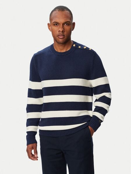 Tommy Hilfiger Sweter Breton MW0MW43502 Granatowy Regular Fit. Niebieskie swetry rozpinane Tommy Hilfiger, m, bez wzorów, z bawełny, bez kołnierzyka, bez ramiączek. Za 849.99 zł.
