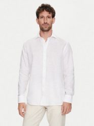 Bugatti Koszula 9150 58540A Biały Slim Fit. Białe koszule Bugatti, m, bez wzorów, ze lnu, bez kołnierzyka, bez ramiączek. Za 419.99 zł.