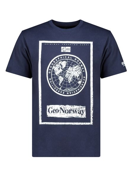 Geographical Norway Koszulka "Jerland" w kolorze granatowym rozmiar: M. Niebieskie bezrękawniki Geographical Norway, m, bez wzorów, z bawełny, bez kołnierzyka, bez ramiączek. Za 92.86 zł.