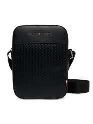 Tommy Hilfiger Saszetka Th Woven Mini Reporter AM0AM13661 Czarny. Czarne torby na ramię Tommy Hilfiger, bez wzorów, ze skóry, bez dodatków. Za 349.99 zł.