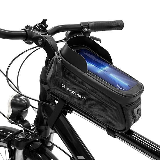 Wozinsky torba rowerowa na ramę z etui na telefon 1,7 l czarna (WBB28BK). Czarne torby na ramię Wozinsky, bez wzorów, z materiału, na ramię, bez dodatków. Za 49.00 zł.