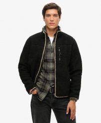 Superdry Outdoor Sherpa Fleece Kurtka — Relaxed Fit. Czarne kurtki Superdry, s, bez wzorów, z materiału, bez kaptura. Za 430.25 zł.