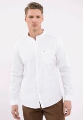 Koszula ze stójką, Slim Fit, K-LANGE. Białe koszule Volcano, l, bez wzorów, z bawełny, bez kołnierzyka, bez ramiączek. Za 149.99 zł.