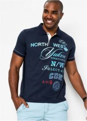 Shirt polo z dżerseju, krótki rękaw. Niebieskie bluzki z długim rękawem bonprix, l, bez wzorów, z dżerseju, bez kołnierzyka, bez ramiączek. Za 92.99 zł.