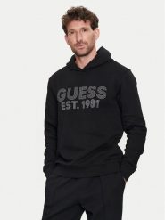 Guess Bluza M4YQ36 K9Z21 Czarny Regular Fit. Czarne bluzy Guess, m, z aplikacjami, z bawełny, bez kaptura. Za 189.99 zł.