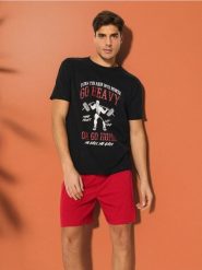 Piżama dwuczęściowa z nadrukiem sportowym - czarny. Czarne piżamy Sinsay, l, bez wzorów, bez ramiączek. Za 39.99 zł.