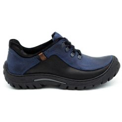 KOMODO Buty męskie trekkingowe skóra 917K granatowe niebieskie. Niebieskie trekkingi bez wzorów, ze skóry, bez zapięcia. Za 362.62 zł.