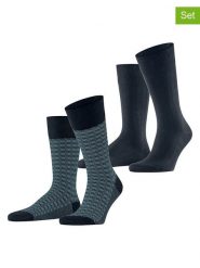 ESPRIT Skarpety (2 pary) "Houndstooth" w kolorze granatowo-turkusowym rozmiar: 39-42. Niebieskie skarpety Esprit, bez wzorów. Za 43.78 zł.