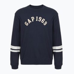 Bluza męska GAP Logo Piping Crewneck. Niebieskie bluzy GAP, m, bez wzorów, bez kaptura. Za 149.99 zł.