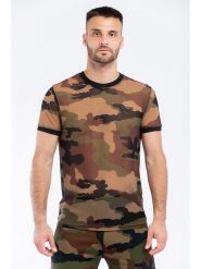 Moschino Koszulka w kolorze jasnobrązowo-brązowo-oliwkowym rozmiar: XXL. Brązowe bezrękawniki MOSCHINO, xxl, bez wzorów, bez kołnierzyka, bez ramiączek. Za 180.06 zł.