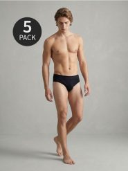 Bawełniane slipki 5 pack - czarny. Czarne slipki Sinsay, l, bez wzorów, z bawełny. Za 29.99 zł.