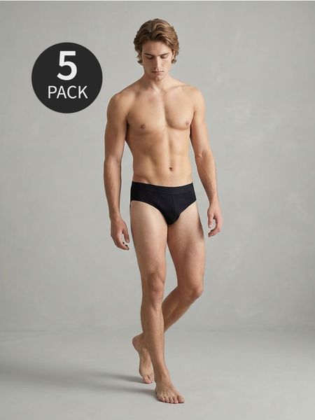 Bawełniane slipki 5 pack - czarny. Czarne slipki Sinsay, l, bez wzorów, z bawełny. Za 29.99 zł.