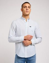MESKA KOSZULA LEE BUTTON DOWN BRIGHT WHITE 112349979. Białe koszule Lee, m, bez wzorów, bez kołnierzyka, bez ramiączek. Za 169.99 zł.