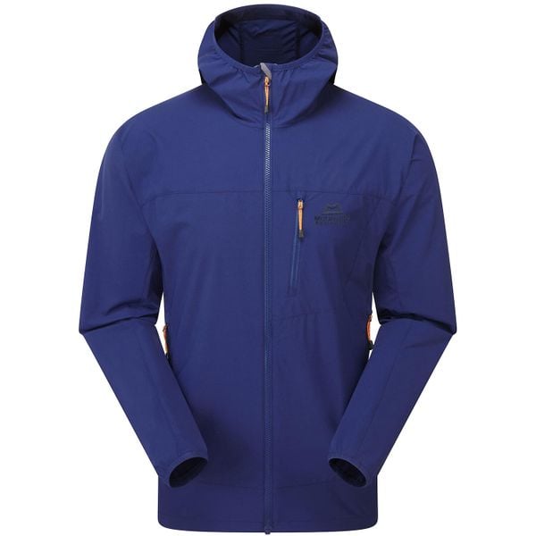 Kurtka softshell męska Echo Hooded. Niebieskie kurtki MOUNTAIN EQUIPMENT, m, bez wzorów, z materiału, bez kaptura. Za 676.25 zł.