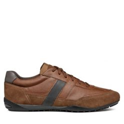 Półbuty Geox. Brązowe eleganckie półbuty Geox, bez wzorów, bez obcasa, bez zapięcia. Za 299.99 zł.