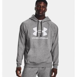 Bluza fitness męska Under Armour Rival Fleece Logo HD. Szare bluzy Under Armour, m, bez wzorów, z kapturem. Za 162.99 zł.