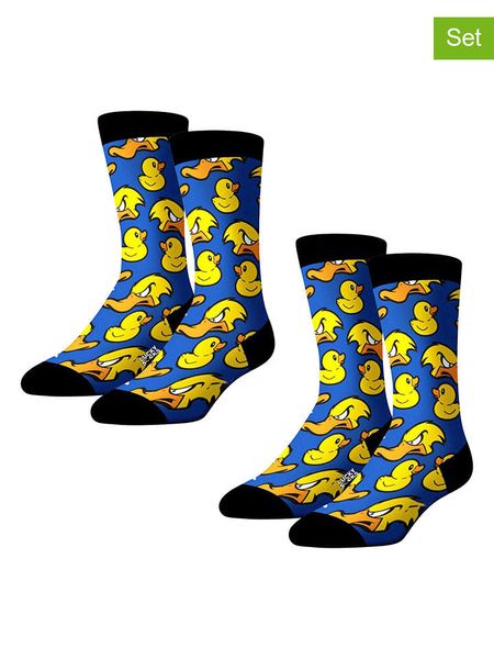 Lucky Socks Skarpety (2 pary) w kolorze czarno-żółto-granatowym rozmiar: 41-46. Czarne skarpety Lucky Socks, bez wzorów, prążkowane. Za 37.12 zł.