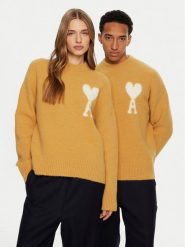 AMI PARIS Sweter UKS025.KN0032 Żółty Regular Fit. Żółte swetry rozpinane AMI PARIS, m, bez wzorów, z wełny, bez kołnierzyka, bez ramiączek. Za 2,129.00 zł.