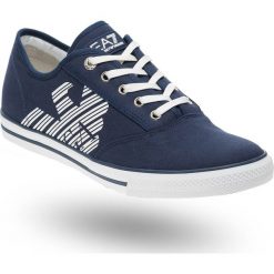 Granatowe tenisówki unisex EA7 z nadrukiem. Trampki EA7 Emporio Armani, m, bez wzorów, bez zapięcia. W wyprzedaży za 158.70 zł.