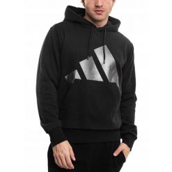 Bluza Męska Z Kapturem adidas Sportowa Dresowa Hoodie Czarna roz. XS. Czarne bluzy z kapturem Adidas, m, bez wzorów, z bawełny, z kapturem. Za 217.99 zł.