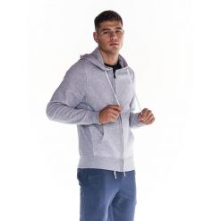 Męska bluza z kapturem i zamkiem błyskawicznym na całej długości Heavy Basic. Szare bluzy LEONE 1947 APPAREL, l, bez wzorów, z tkaniny, z kapturem. W wyprzedaży za 223.60 zł.