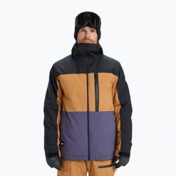 Kurtka snowboardowa męska Quiksilver Sycamore Block 20K. Brązowe kurtki Quiksilver, na zimę, l, bez wzorów, z materiału, bez kaptura. Za 826.95 zł.