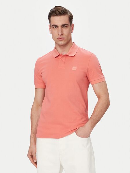 BOSS Polo Passenger 50507803 Czerwony jasny Slim Fit. Czerwone koszulki polo Boss, m, bez wzorów, z bawełny, bez kołnierzyka, bez ramiączek. Za 261.99 zł.