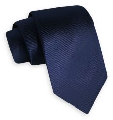 Ciemny Granatowy Elegancki Szeroki Krawat Angelo di Monti- 7 cm, Męski, Klasyczny, w Tłoczony Prążek. Niebieskie krawaty i muchy Angelo di Monti, bez wzorów. Za 45.00 zł.