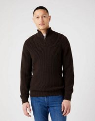 WRANGLER HALF ZIP KNIT MĘSKI SWETER ROZPINANY DELICIOSO BROWN W8D0PJH38 112321332. Brązowe golfy Wrangler, m, bez wzorów, z bawełny, bez ramiączek. W wyprzedaży za 104.99 zł.