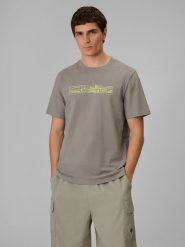 4F T-shirt regular z nadrukiem męski - szary 3XL. Szare t-shirty 4F, m, bez wzorów, z materiału, bez kołnierzyka, bez ramiączek. Za 69.99 zł.
