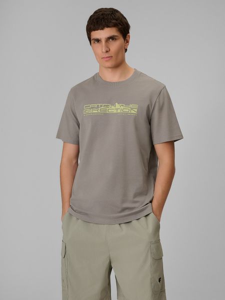4F T-shirt regular z nadrukiem męski - szary S. Szare t-shirty 4F, m, bez wzorów, z materiału, bez kołnierzyka, bez ramiączek. Za 69.99 zł.