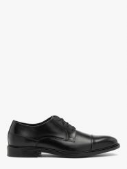 Czarne półbuty męskie MIKO. Czarne eleganckie półbuty Ryłko, bez wzorów, z materiału, bez obcasa, na płaskiej podeszwie, bez zapięcia. Za 449.99 zł.