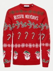 Only & Sons Sweter Xmas 22031171 Czerwony Regular Fit. Czerwone swetry rozpinane Only & Sons, l, bez wzorów, z syntetyku, bez kołnierzyka, bez ramiączek. Za 89.99 zł.