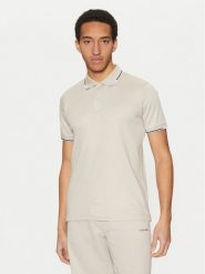 Calvin Klein Polo K10K114130 Beżowy Regular Fit. Brązowe koszulki polo CALVIN KLEIN, m, bez wzorów, z bawełny, bez kołnierzyka, bez ramiączek. Za 219.99 zł.