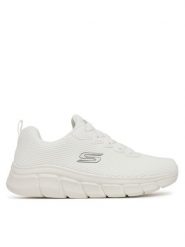 Skechers Sneakersy BOBS B FLEX 118106 OFWT Biały. Białe buty sportowe casual Skechers, bez wzorów, z materiału, bez zapięcia. Za 279.99 zł.