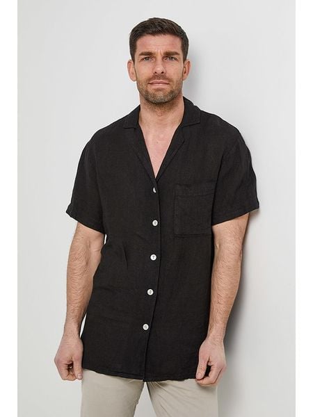 Rodier Lin Lniana koszula w kolorze czarnym rozmiar: XL/XXL. Czarne koszule Rodier Lin, xl, bez wzorów, ze lnu, bez kołnierzyka, bez ramiączek. Za 113.63 zł.