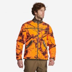 Kurtka Solognac ocieplana dwustronna camo treemetic/treemetic fluo. Brązowe kurtki SOLOGNAC, xl, bez wzorów, z materiału, bez kaptura. Za 179.99 zł.
