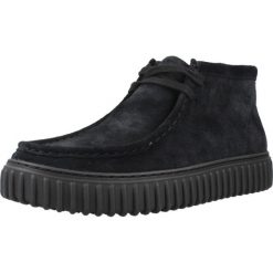 Buty CLARKS TORHILL HI Czarny. Czarne buty turystyczne Clarks, na jesień, bez wzorów, z materiału, przed kostkę, bez zapięcia, trekkingowe. Za 415.99 zł.