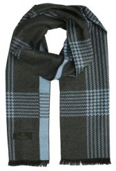 Jesienno-Zimowy Szalik Dwustronny - Wiskoza - Szarość i Niebieski. Niebieskie szaliki Adriano Guinari, bez wzorów, z bawełny. Za 59.00 zł.