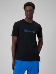 4F T-shirt regular z nadrukiem męski - czarny 3XL. Czarne t-shirty 4F, m, bez wzorów, z bawełny, bez kołnierzyka, bez ramiączek. Za 59.99 zł.