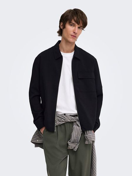 ONLY & SONS Kurtka koszulowa w kolorze czarnym rozmiar: M. Czarne kurtki Only & Sons, m, bez wzorów, bez kaptura. Za 159.95 zł.