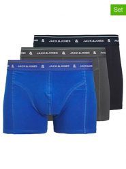 Jack & Jones Bokserki (3 pary) w kolorze antracytowym, niebieskim i czarnym rozmiar: XL. Czarne bokserki Jack & Jones, xl, bez wzorów. Za 70.74 zł.