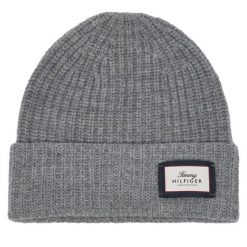 Czapka Tommy Hilfiger. Szare czapki zimowe Tommy Hilfiger, bez wzorów. Za 249.99 zł.