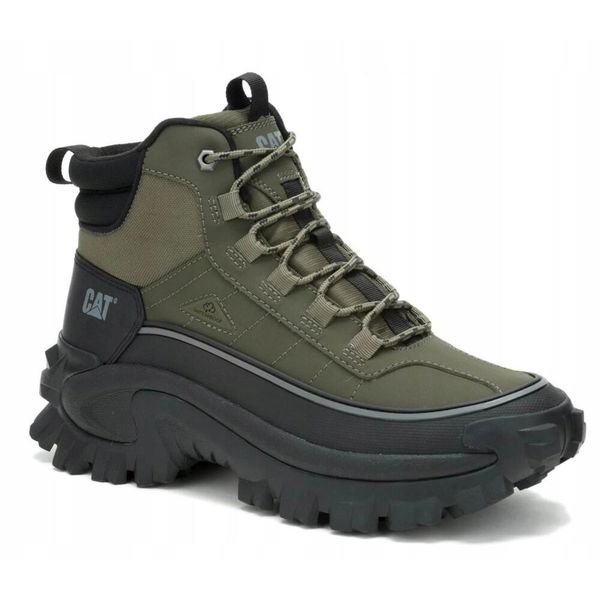 Buty dla mężczyzn Caterpillar INTRUDER GALOSH. Zielone buty turystyczne CATerpillar, bez wzorów, bez zapięcia. Za 489.99 zł.
