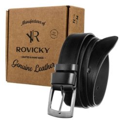 Pasek męski czarny Rovicky PRS-01-G. Czarne paski ROVICKY, z aplikacjami, ze skóry, klasyczne. Za 50.00 zł.