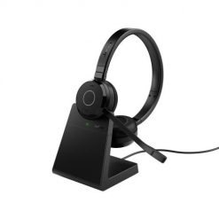 Słuchawki Jabra Evolve 65 TE USB Typu-A Bluetooth Podstawka do ładowania Czarny. Czarne słuchawki bezprzewodowe Jabra. Za 707.99 zł.