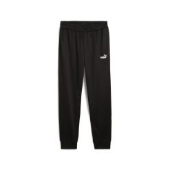 Męskie spodnie poliestrowe Essentials z logo No. 1 PUMA Black. Czarne spodnie materiałowe Puma, na co dzień, m, bez wzorów, prążkowane, sportowe. Za 159.00 zł.